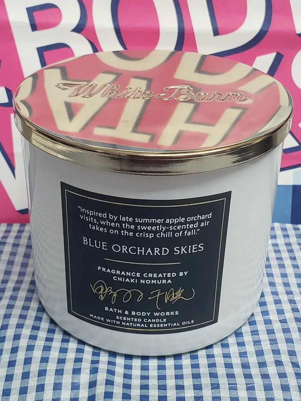 BBW Blue Orchard Skies Large 3 Wick Candle Home Fragrance Decor